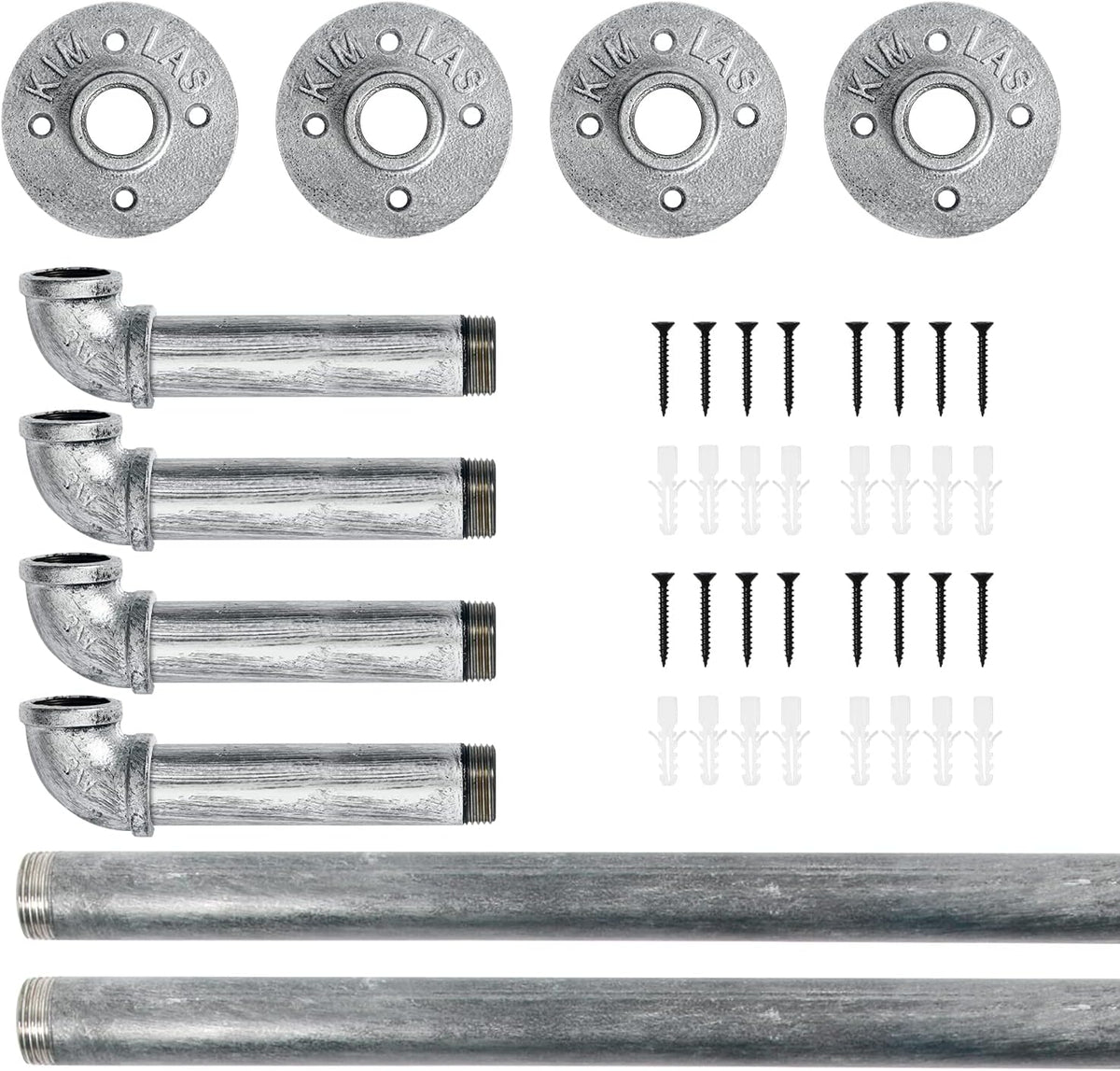 HouseAid Industrial Pipe Towel Rack, Farmhouse Bathroom Towel Storage Holder, Vintage Style Towel Organization, Wall Mounted, Antique Silver