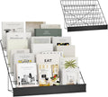 6-Tier 30" Wide Metal Magazine Holders with Sign Channel, Black
