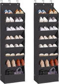 Over Door Organizer with 10 Extra Large Pockets, 23 Pairs Shoes Large Capacity Hanging Storage Organizer for Shoes, Diapers, Black, 8 Layers, 2-Pack