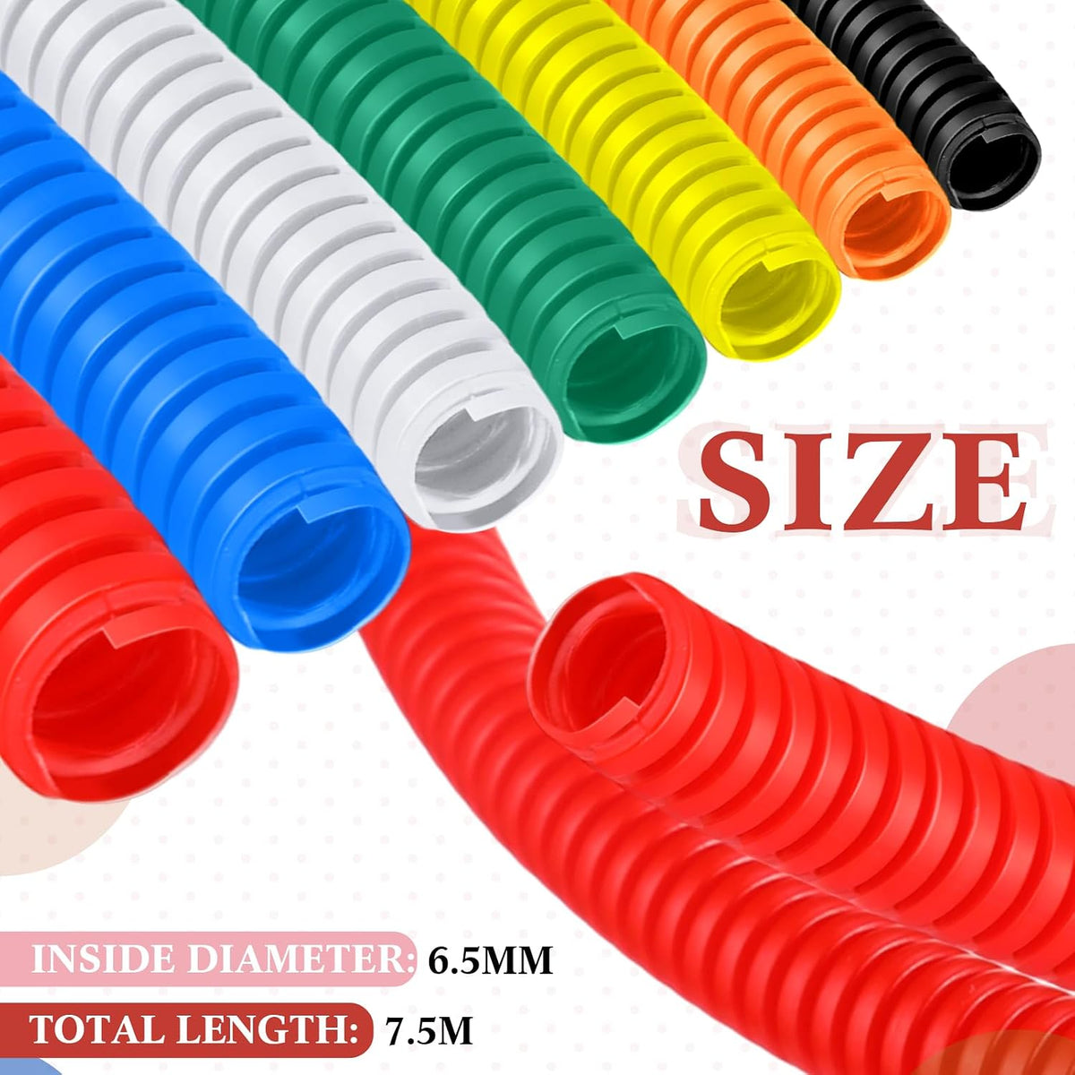 1/4 Inch x 24.6 ft Wire Loom Split Tubing Guard Plastic Convoluted Flex Electric Wire Cord Protectors from Pets No Chew(Red)