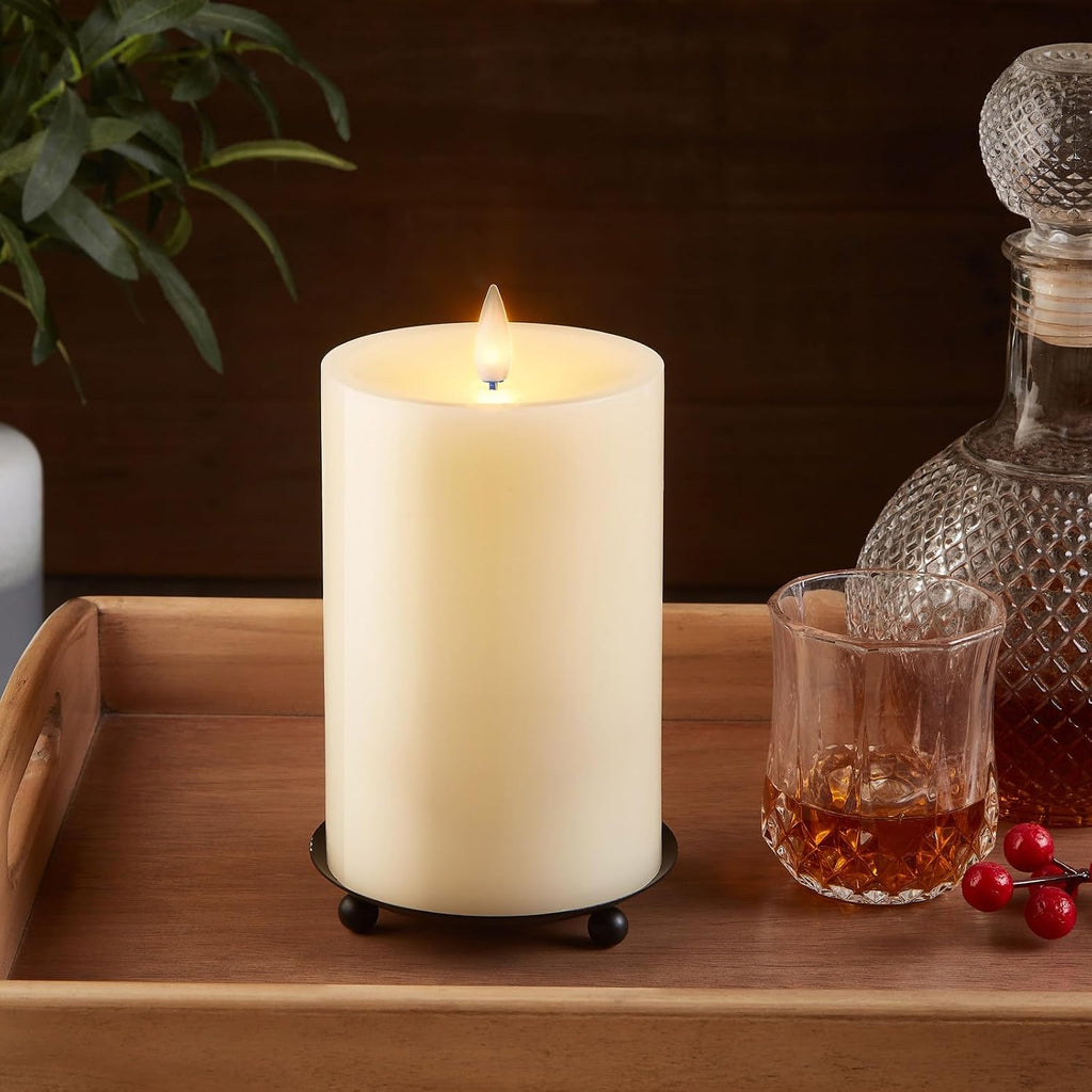 Flameless Pillar Candles Flickering with Remote Timer, Battery Operated LED Candles Up to 400 Hours, 3D Moving Flame Real Wax Candles, D4 x H6, Remote Included (Ivory, 4inx6in)