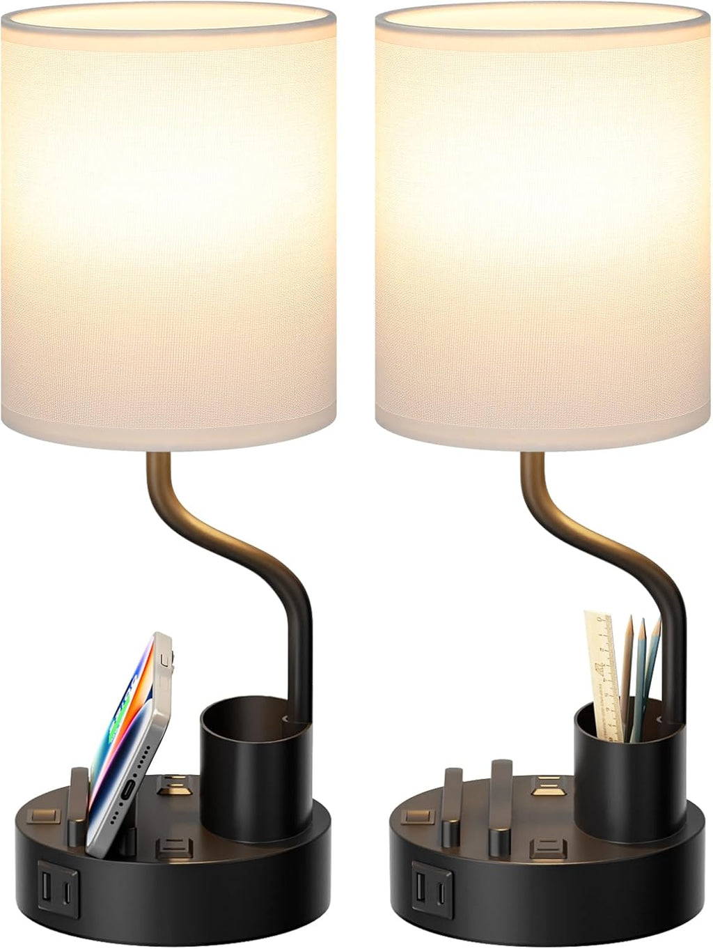 Fenmzee Bedside Lamps for Bedroom Set of 2 - Table Desk Lamp for Nightstand