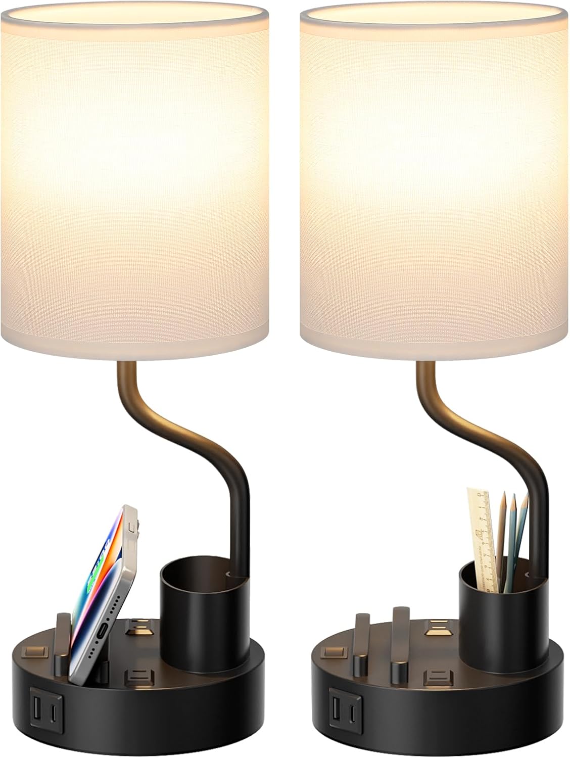 Fenmzee Bedside Lamps for Bedroom Set of 2 - Table Desk Lamp for Nightstand