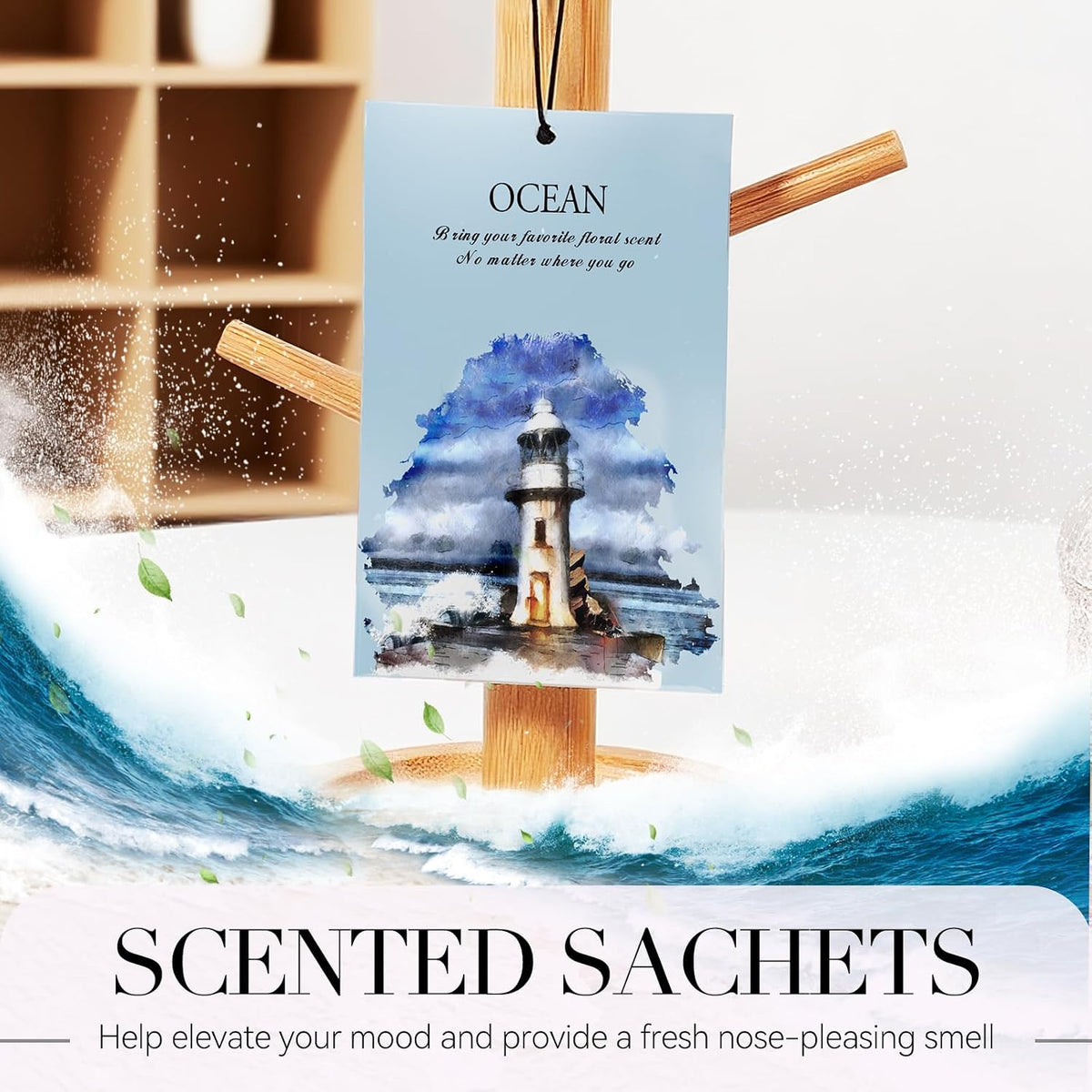 Ocean Breeze Scented Sachet Bags, 12 Pack for Drawers, Closets and Storage