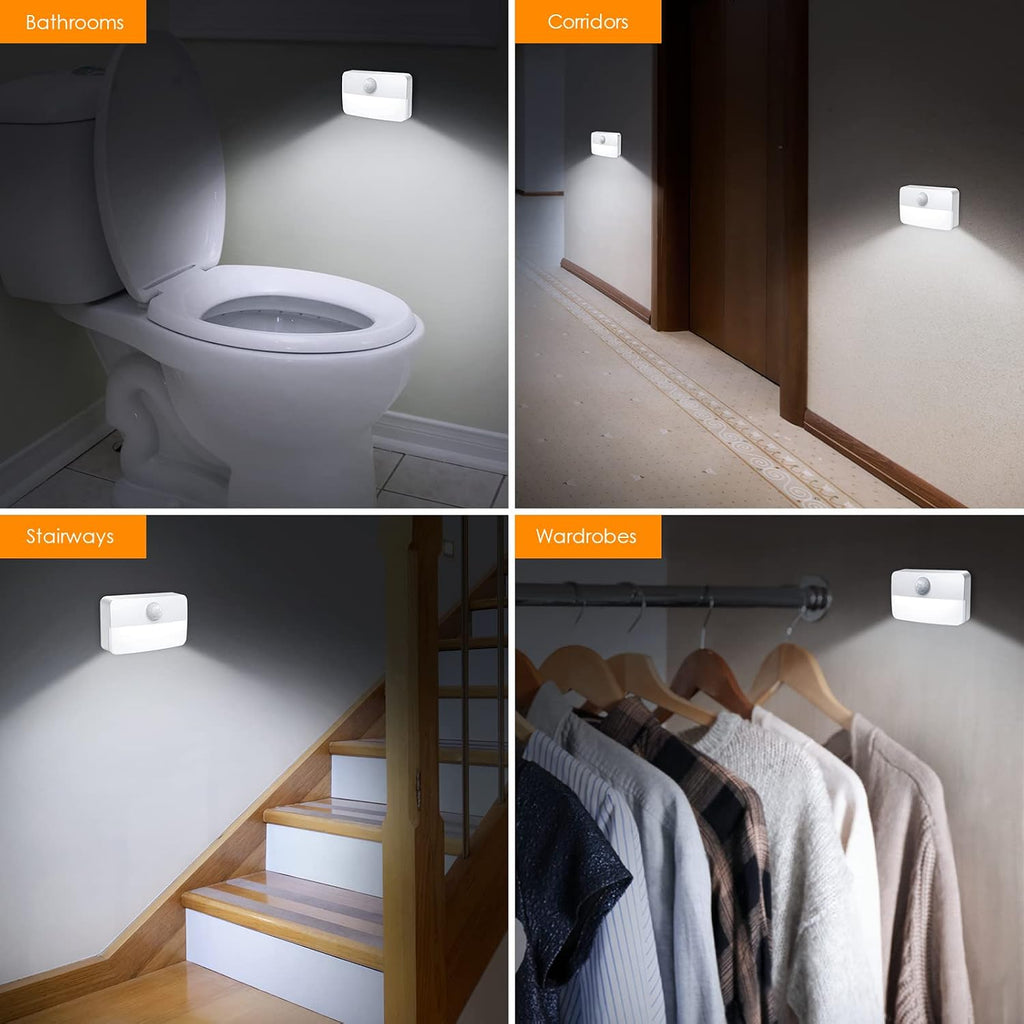 【2 PACK】 Motion Sensor Night Light, Stick-On Motion Sensor Lights Indoor, Battery Powered Under Cabinet Kitchen Lights with Adhesive Pads, Auto/On/Off for Cupboard Wardrobe Stair Kitchen