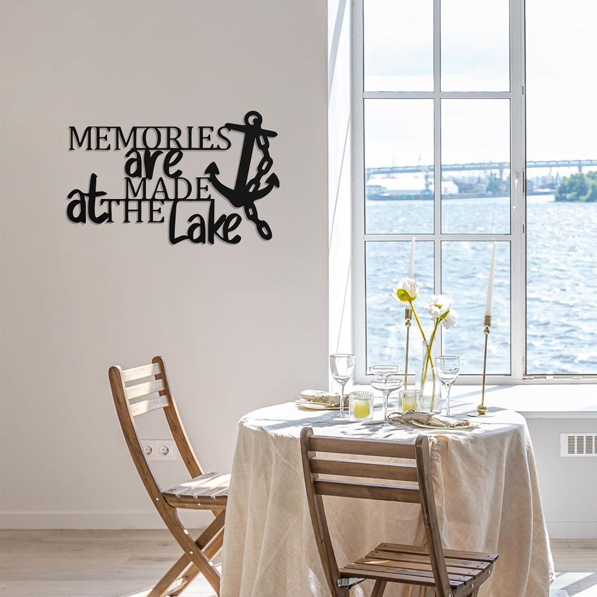 Hnatzu Memories Are Made at The Lake Metal Wall Art, Rustic Waterfront Cabin Decor for Indoor Outdoor Use,Lake Life Cottage Porch Decor,Unique Gift