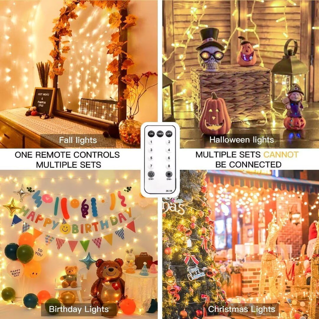 200 LED Christmas String Lights Outdoor Indoor, 66ft Connectable Stronger Clear Wire, Twinkle Fairy Lights Plug in with Remote for Christmas Tree, Bedroom, Classroom, Holiday Decorations(Warm White)
