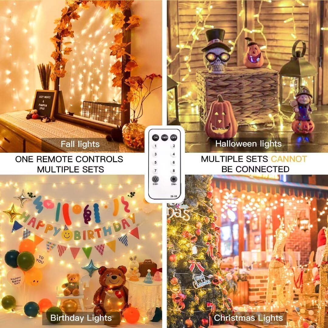 200 LED Christmas String Lights Outdoor Indoor, 66ft Connectable Stronger Clear Wire, Twinkle Fairy Lights Plug in with Remote for Christmas Tree, Bedroom, Classroom, Holiday Decorations(Warm White)