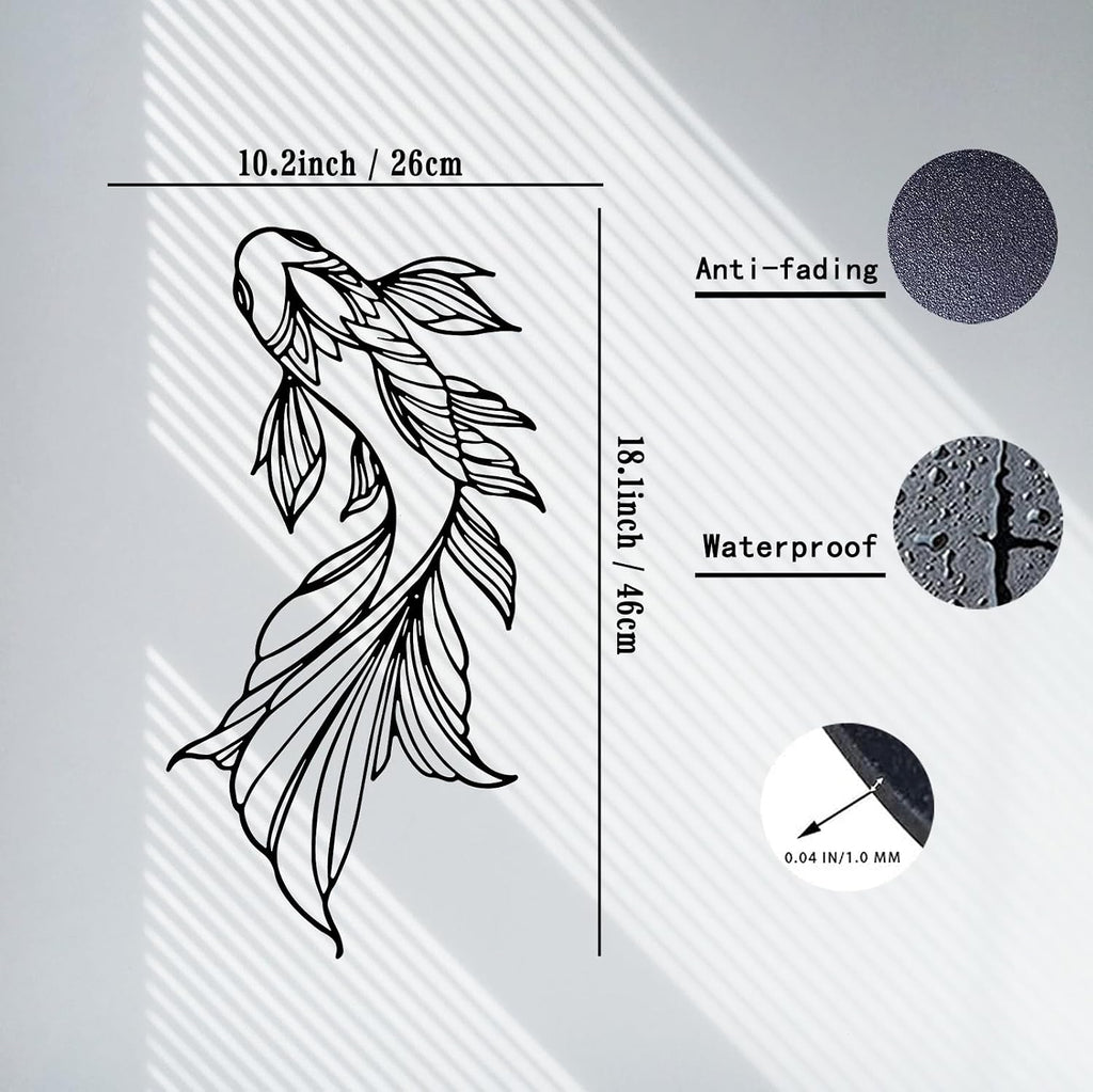 RESACO Koi Fish Metal Wall Art Japanese Art Wall Decor Iron Fish Gifts Asian Decorations for Living Room Bathroom Indoor Outdoor (Black 10.2 x 18.1 inches)