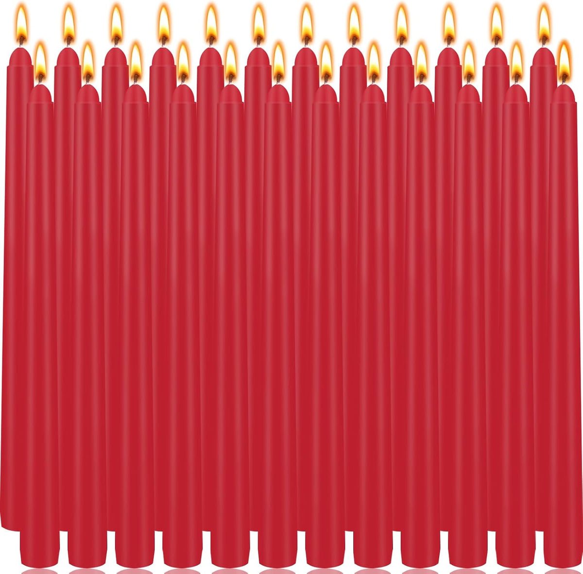 Red Taper Candles 24 Pack, 10 Inch Unscented Holiday Dinner Candles for Valentine's Day Table Decor, Wedding Centerpieces, Long-Lasting 7-8 Hour Burn Time, Premium Wax