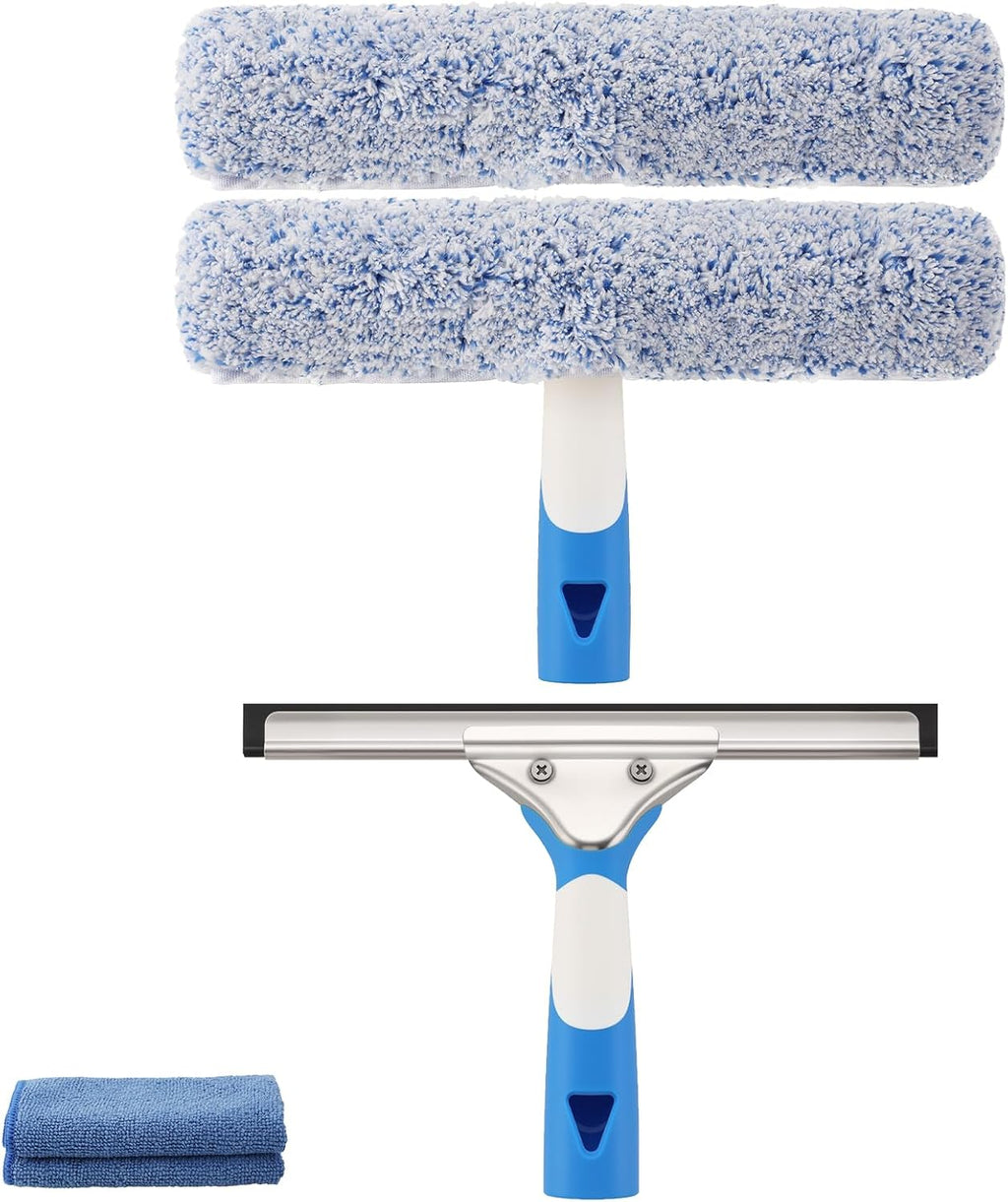 Mitclear Window Cleaning Kit 10IN Squeegee & Scrubber for Shower Glass Car