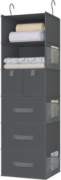 6-Shelf Hanging Closet Organizer with 5 Drawers, Non-Woven, Dark Gray