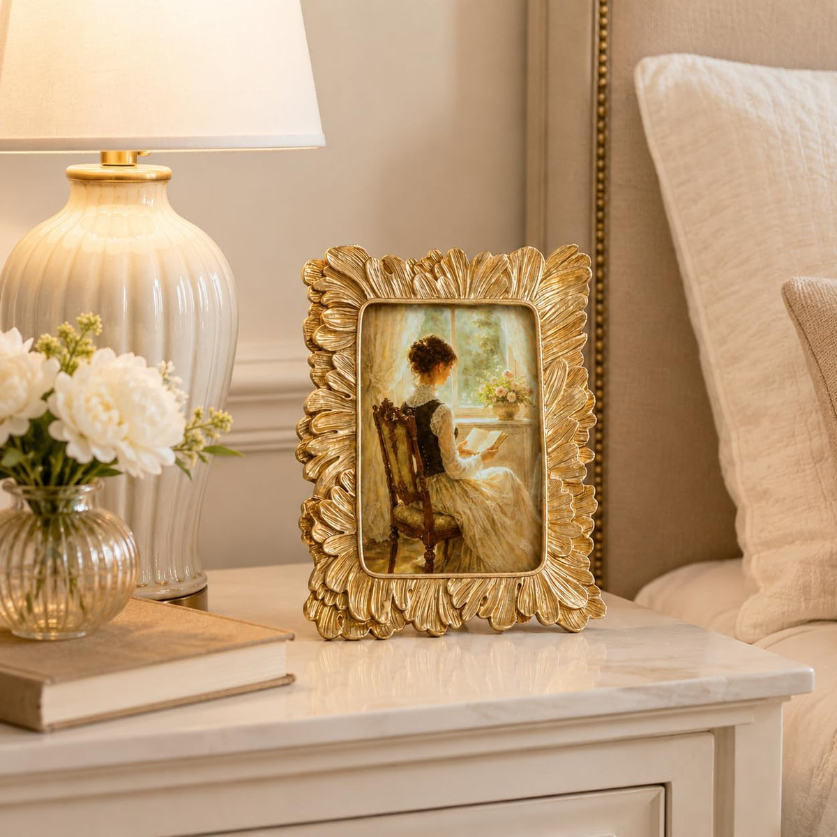 Vintage Picture Frames, Gold Vintage Frame, Feather,Gold, 4x6 Inch