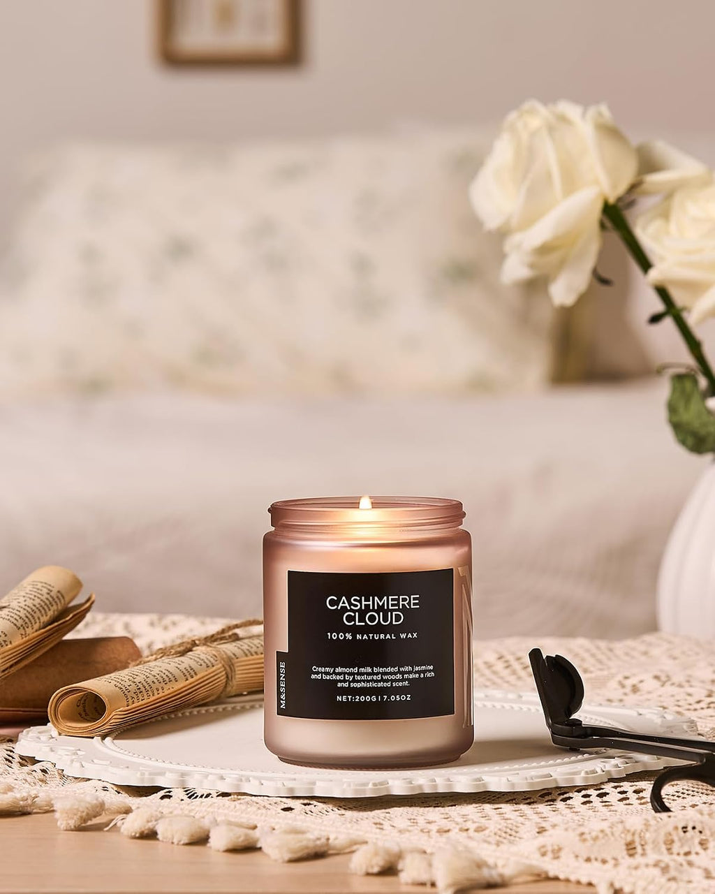 M&SENSE Cashmere Cloud Scented Candles for Home Cozy Winter Gifts Women