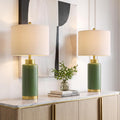 USumkky 25'' Ceramic Table Lamps Set of 2 for Bedroom Living Room Green