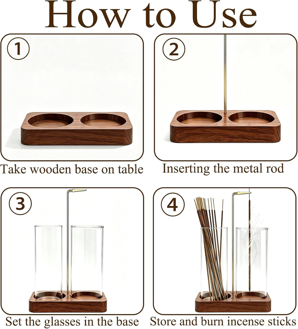 2 in 1 Incense Holder,Wooden Incense Holder for Sticks