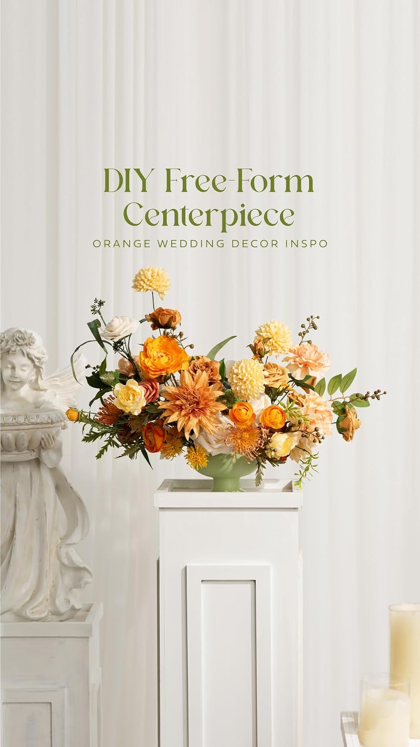 Ling's moment Terracotta Artificial Dahlias, Silk Wedding Flowers, 9 pcs