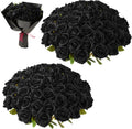 Fanfantoey Black Roses Artificial Flowers Bulk, 52Pcs Fake Roses Flower Arrangement, DIY Silk Flowers Roses Bouquet, Realistic Faux Artificial Roses for Mother's Day Home Table Decor