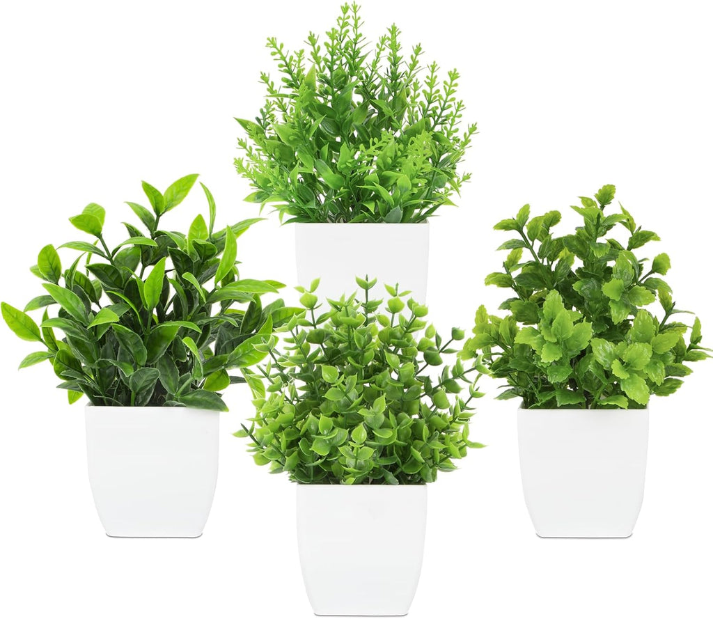 4 Pack Small Fake Plants Mini Artificial Plants for Desk Bathroom Decor