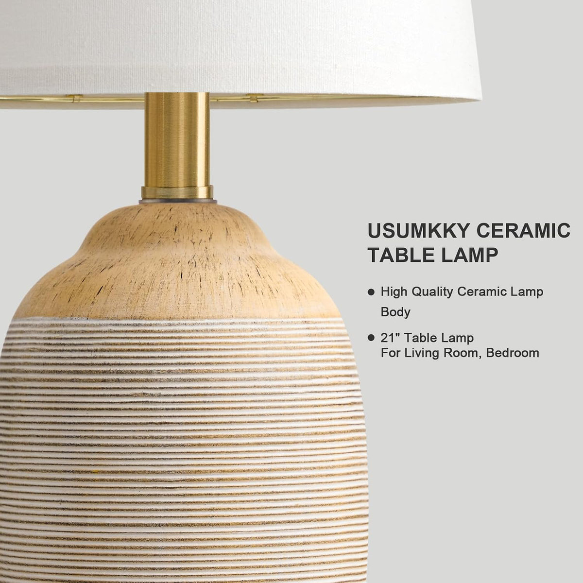 USumkky 21" Vintage Ceramic Table Lamps Set of 2 for Bedroom Rustic Cream