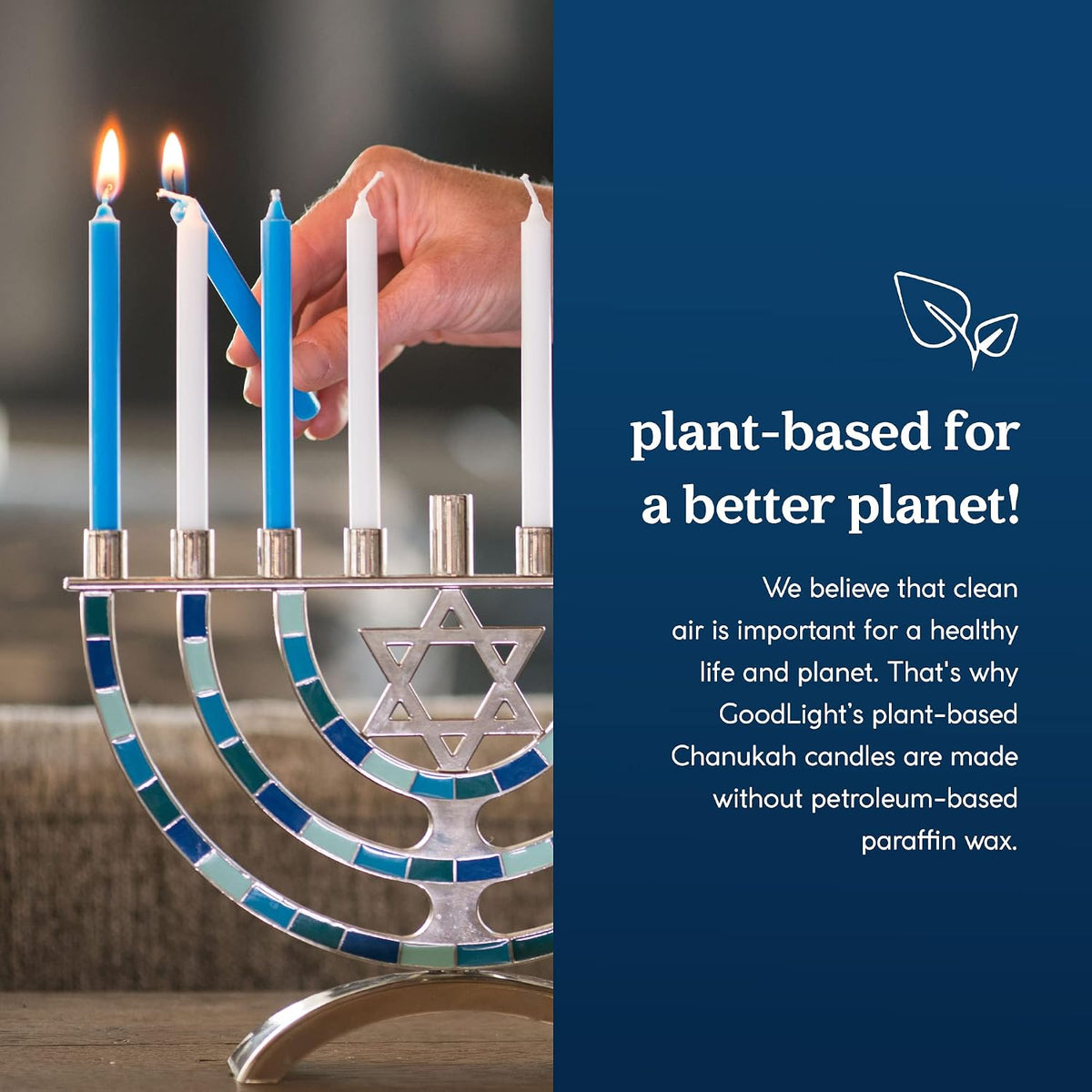 GoodLight Hanukkah Chanukah Menorah Candles Paraffin-Free Blue White 45 Ct
