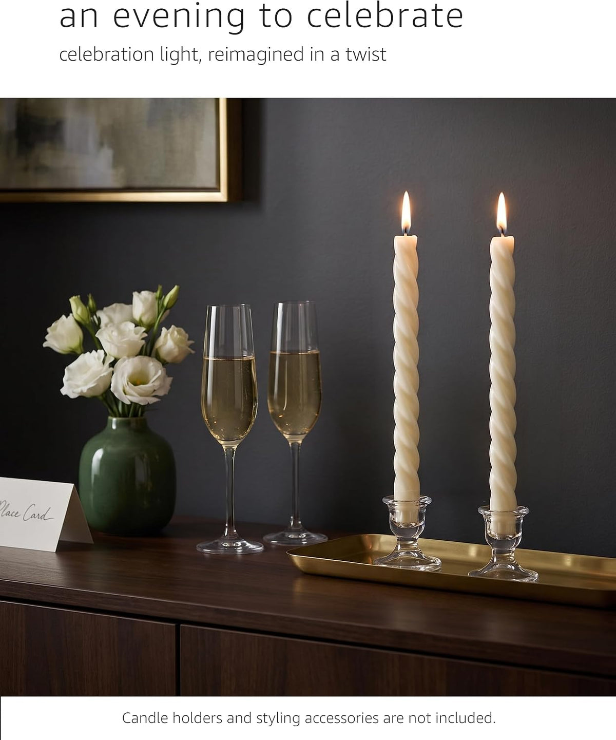 10" Candle Sticks, Twisted Taper Candles, Ivory, 4-Pack, Unscented