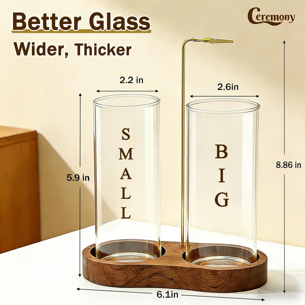 Ceremony Incense Holder,2 in 1 Wooden Incense Burner(Transprent, Two Glass)