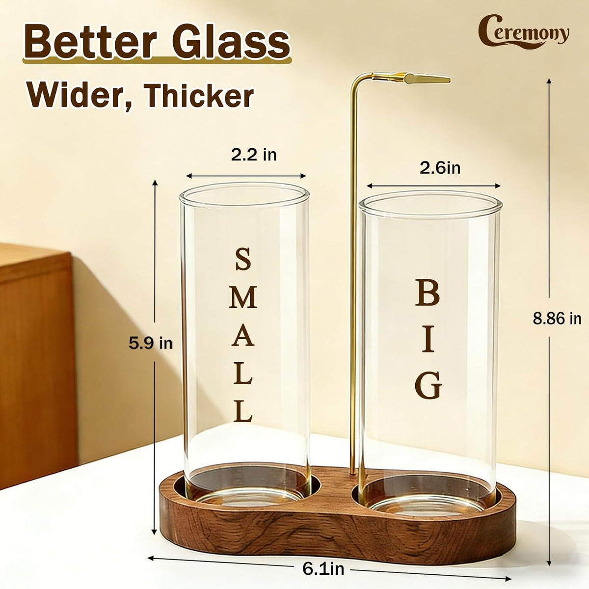 Ceremony Incense Holder,2 in 1 Wooden Incense Burner(Transprent, Two Glass)