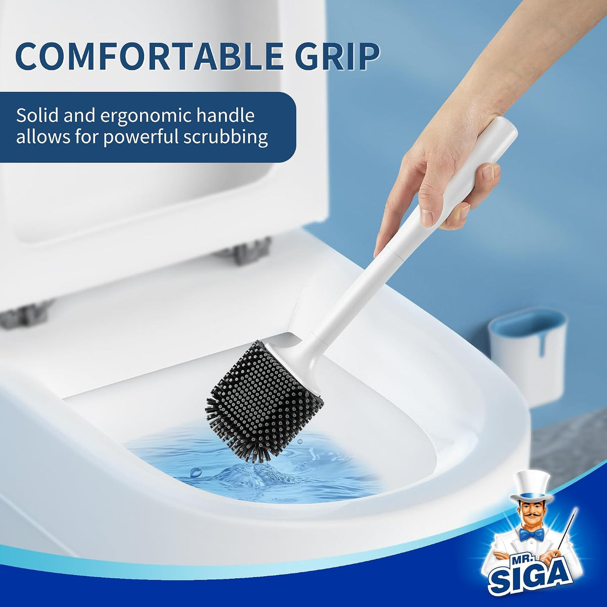 MR.SIGA Toilet Brush and Holder Wall Mounted, White, 1 Pack