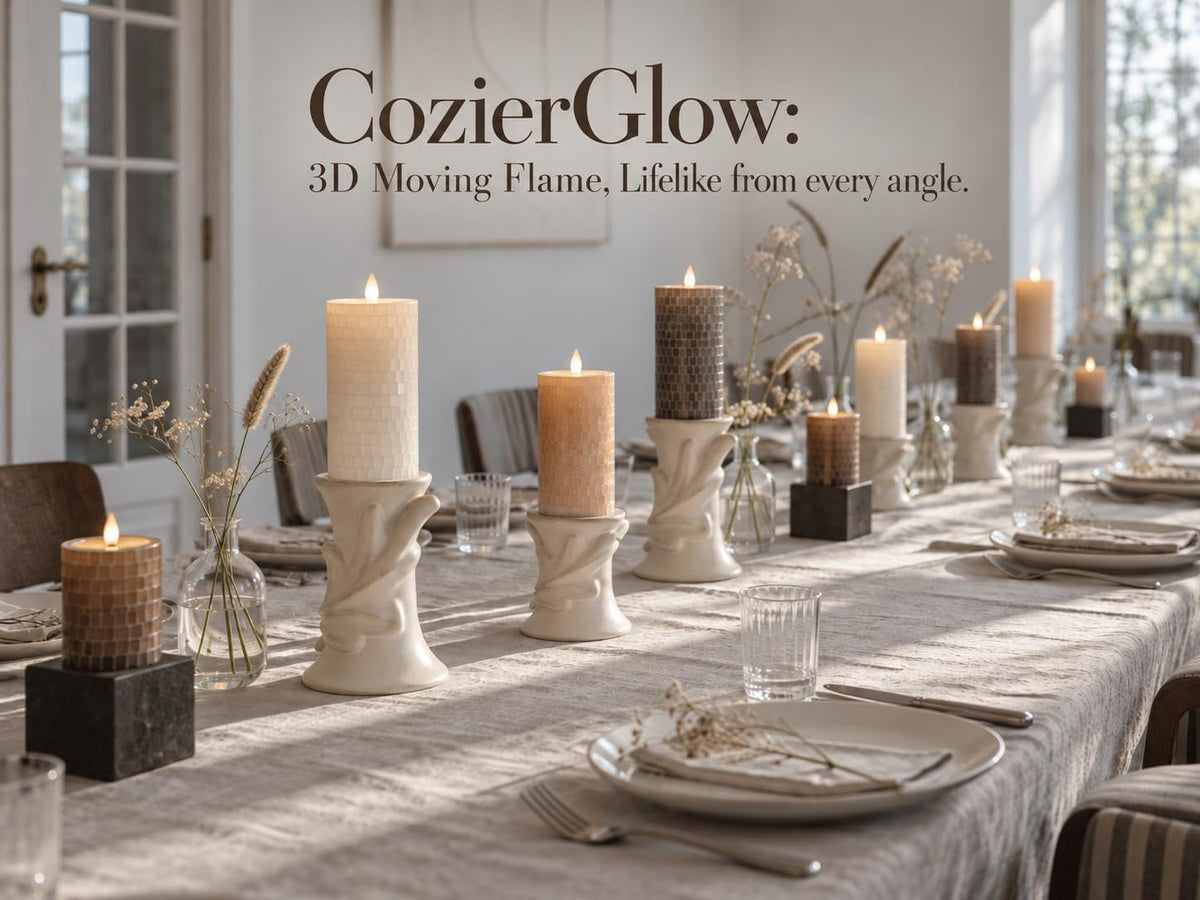 Glass Flameless Pillar Candles Flickering with Remote Timer, Battery Operated LED 3D Moving Flame Real Wax Candles,Remote Included (Rainbow Laser Mosaic)