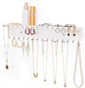 Necklace Holder Wall Mount,Jewelry Organizer with 30 Hooks,White