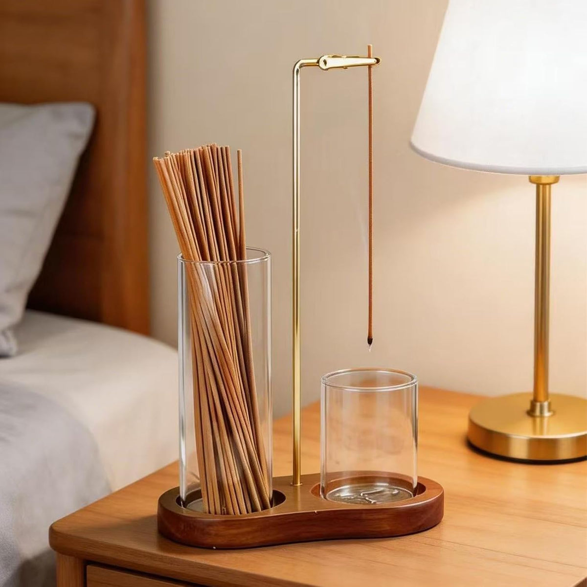 All-in-One Clear Incense Burner Holder for Sticks with Ash Catcher,Glass