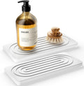 2PCS Diatomite Water Absorbing Stone Tray for Sink, Fast Drying Stone Drying Tray, Faucet Mat for Kitchen Sink and Counter, Bathroom Trays, Holders & Vanity Organizers White-Multi-Oval-9.8"x 4"