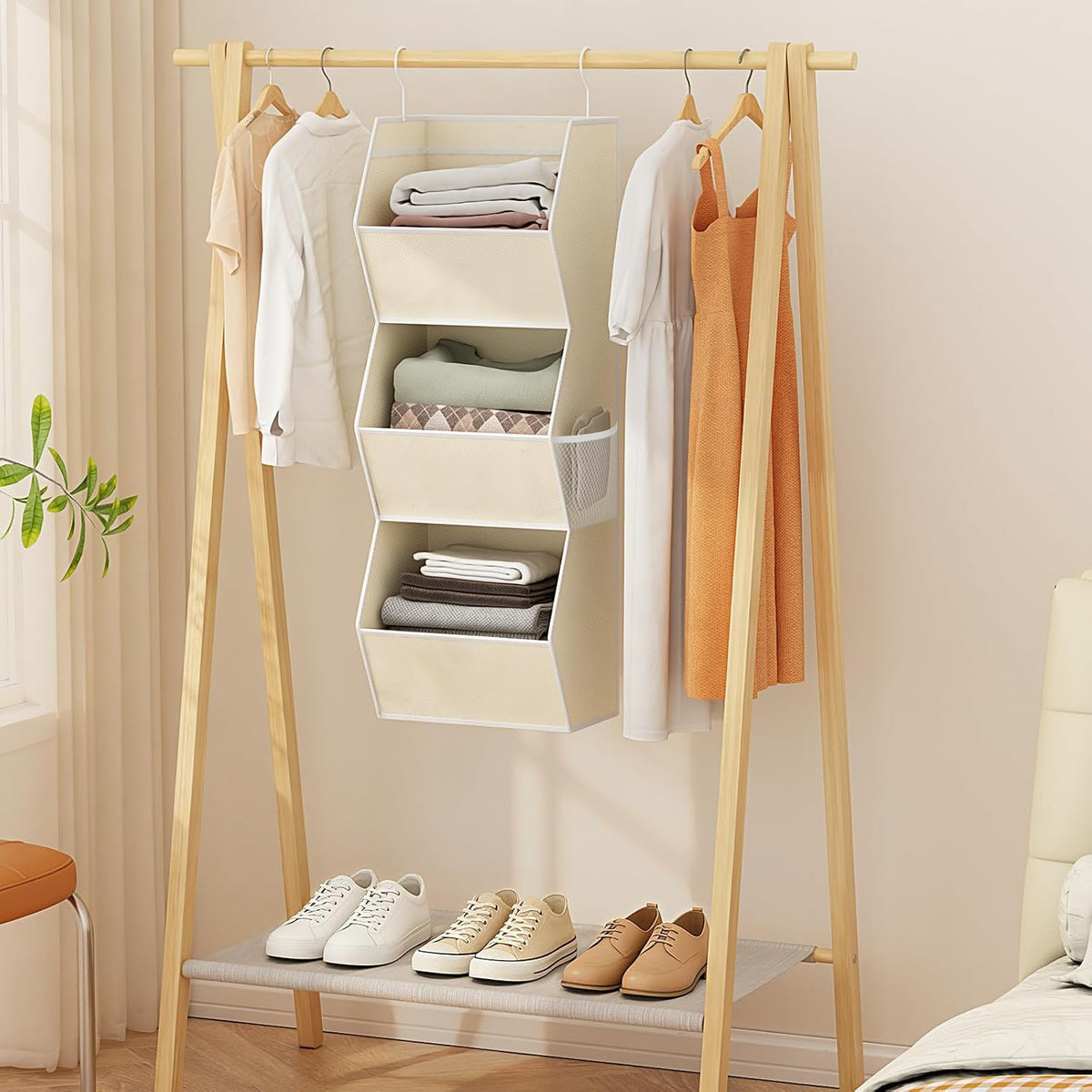 Hanging Closet Organizers and Storage for Kids Room Organization, 3 Tiers