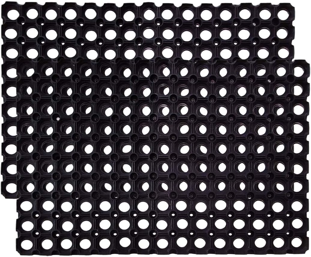 SafetyCare Interlocking Rubber Drainage Floor Mat - Anti-Fatigue - 24 x 16 inches - 2 Mats