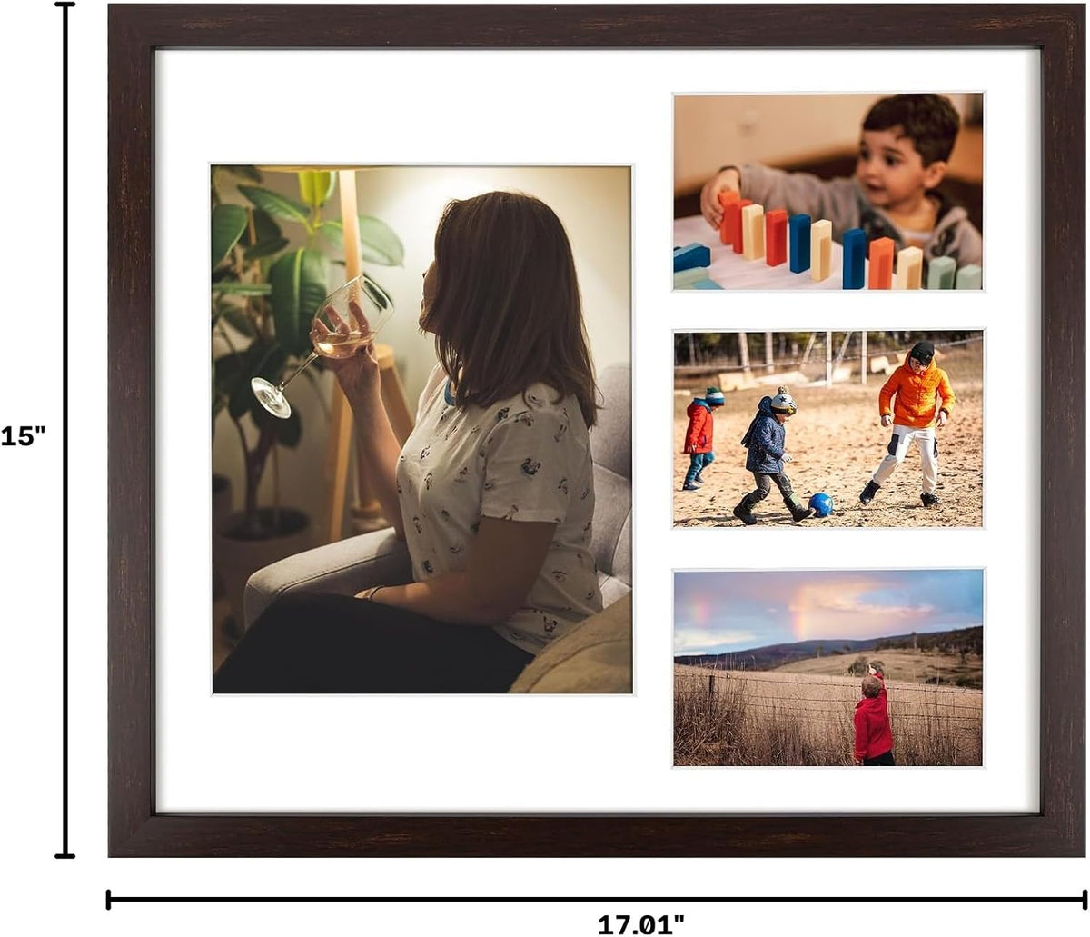 Golden State Art 14x16 Dark Brown Wood Picture Frame for 8x10 and 4x6 Photo