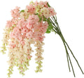 Dailisen 3 Strands 40'' Silk Blush Wisteria Artificial Flowers, Fake Wisteria Floral Hanging Plant Garland, for Home Decor, Party, Floor Vase, Balcony, Wedding Arrangement Decoration (Blush)
