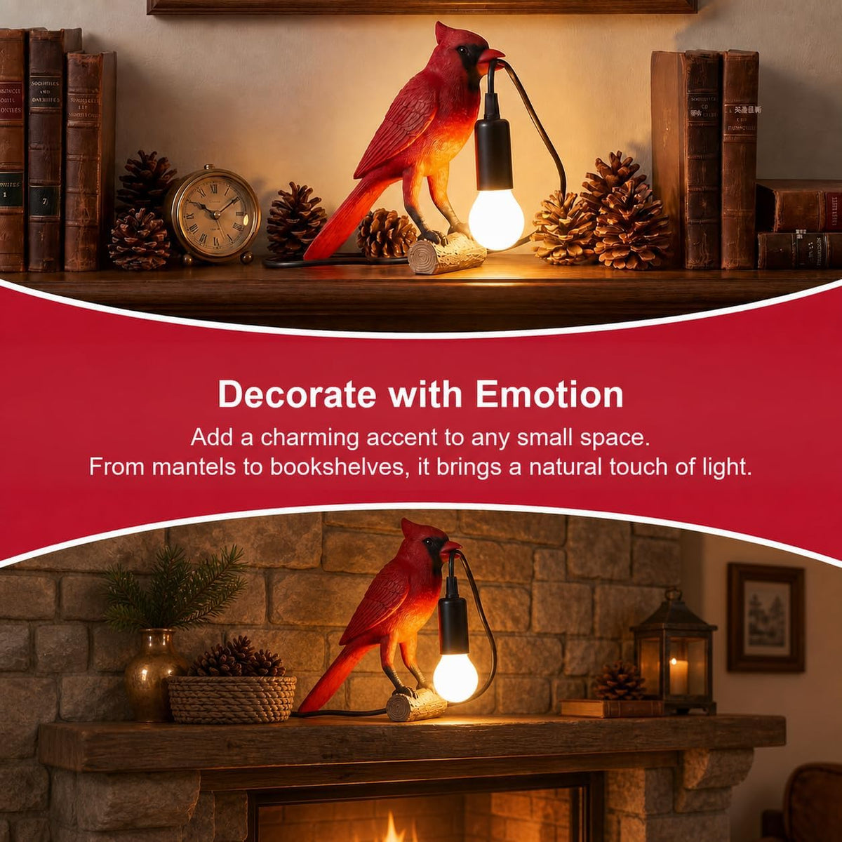 OVANUS Cardinal Lamp, Dimmable Red Cardinal Night Light for Bird Lovers