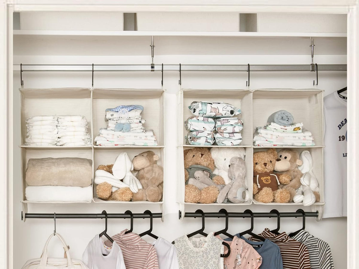 StorageWorks Hanging Closet Organizer with Rod, 4 Sections, 2 Tiers
