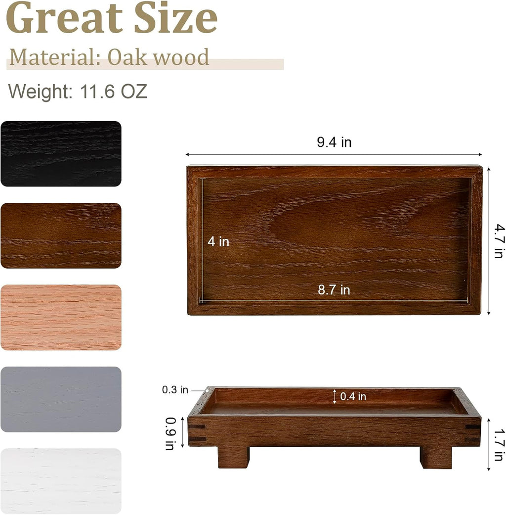 Bathroom Counter Tray Wooden Riser Display Kitchen Soap Holder, Walnut