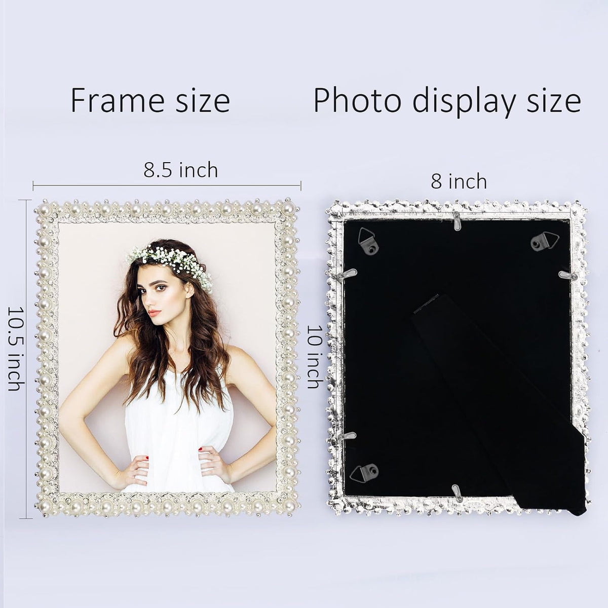 DIKAR 8x10 Wedding Picture Frame, Pearl and Diamond Ornate, Gold Edge