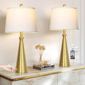 Rinweey 28" Modern Gold Touch Table Lamp Set of 2 for Living Room,Gold Bedside Lamps with USB A+C Ports - Gold Metal Table Lamp Set for Nightstand, End Table - 2 Bulbs Included