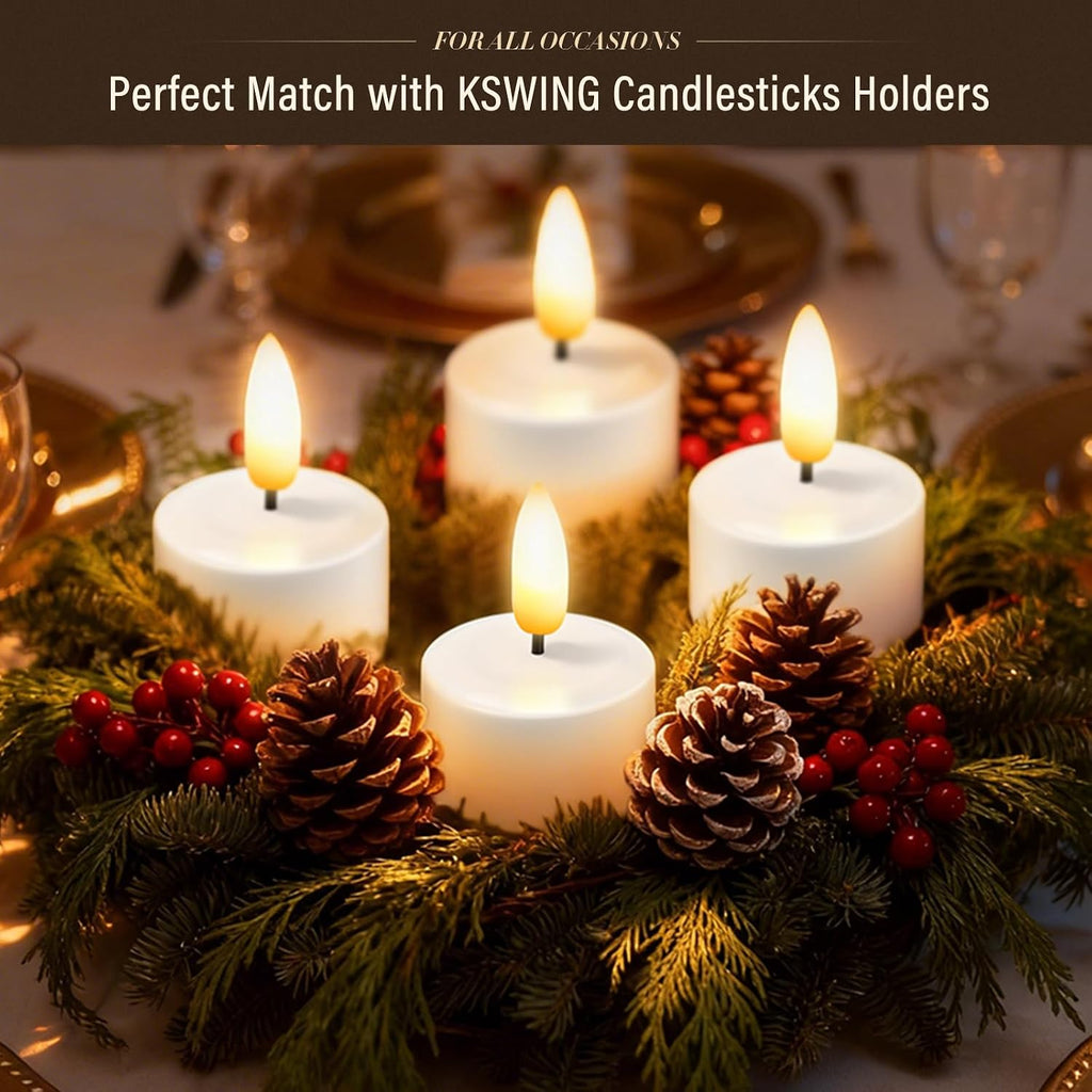 KSWING Flameless Tea Lights Candles with Remote Timer & Charging Station Base, 6PCS USB Rechargeable Battery Operated LED Tealight Candle Flickering Realistic for Home Christmas Wedding Decor,White