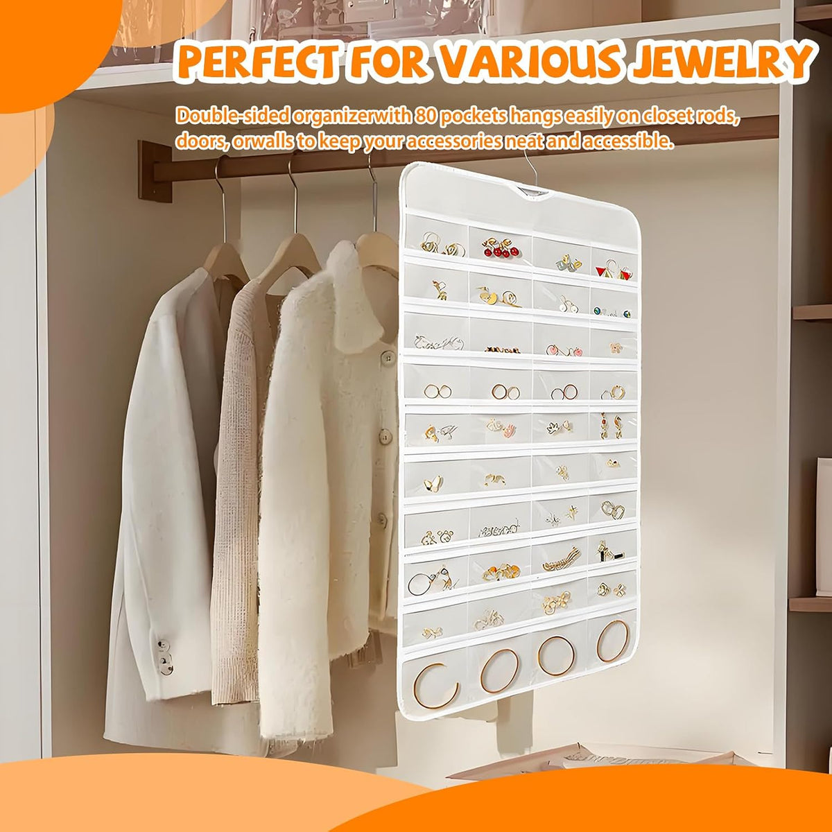 80 Pockets Hanging Jewelry Organizer
