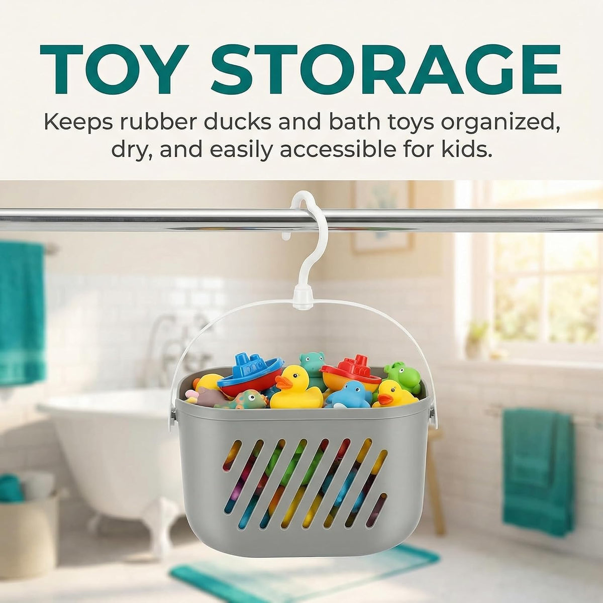 Angoily Hanging Shower Caddy Plastic Hanging Shower Caddy Basket Portable Kitchen Organizer Storage Basket with Hook for Home Grey