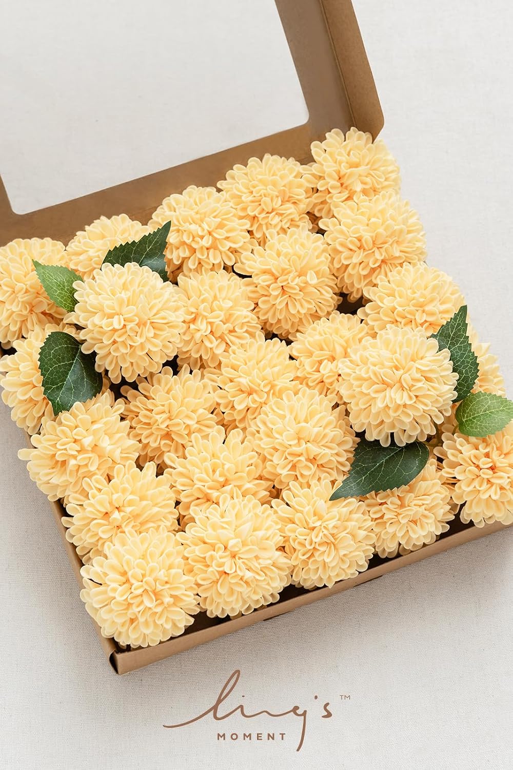 Ling's moment Creamy Yellow Artificial Dahlias, Wedding Flowers, 25 pcs