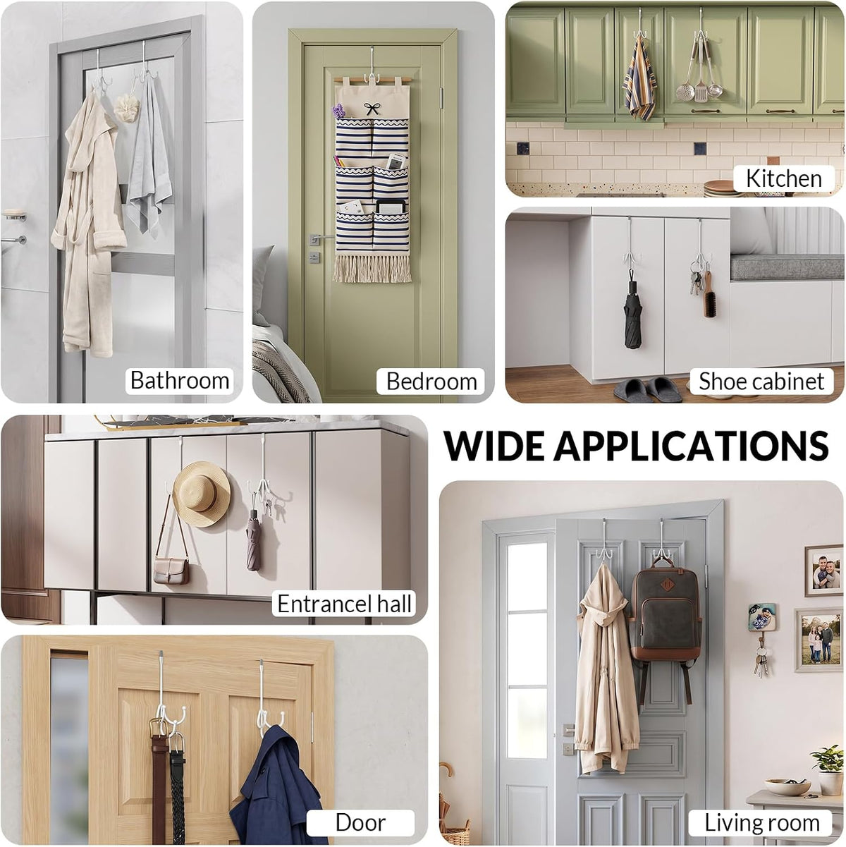 Over The Door Hooks, Door Hooks for Hanging Towels, Coats, Robes