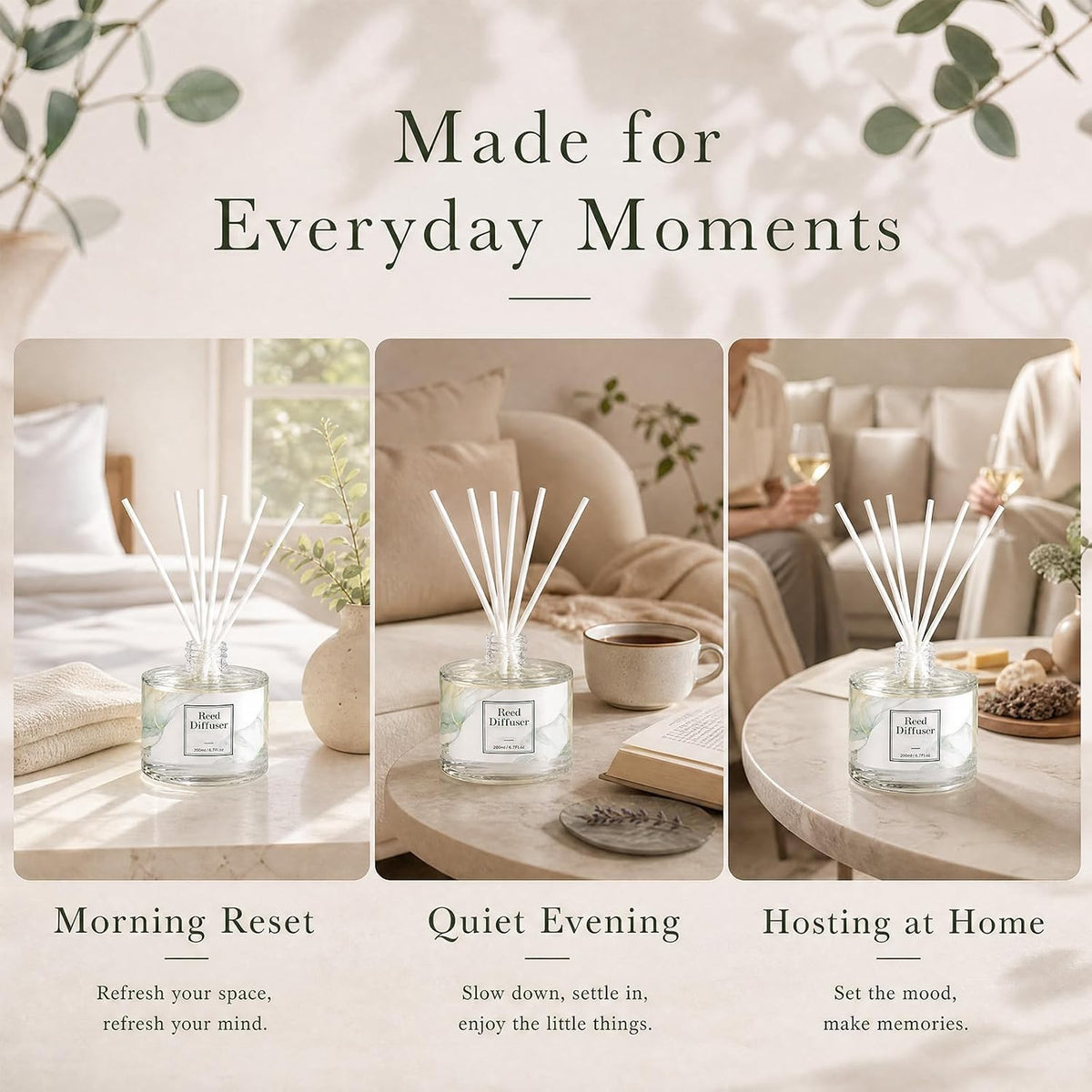 Reed Diffuser Set, Clean Linen, 6.7 Fl Oz, Home Fragrance