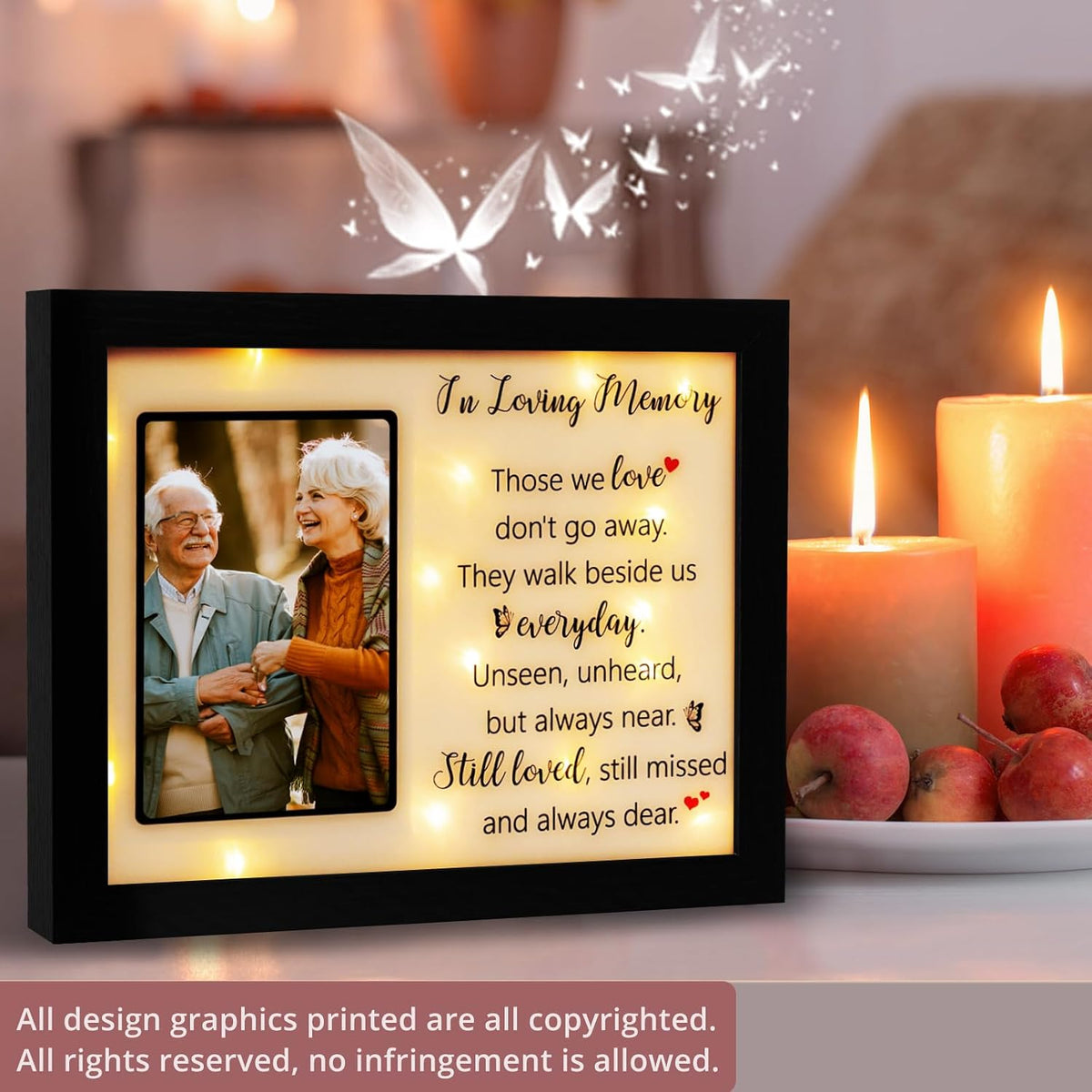 Memorial Gifts LED Shadow Box 4x6 Picture Frame Sympathy Condolences Grief