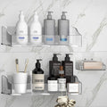 Clear Acrylic Shower Shelves, Adhesive Bathroom Caddy Organizer, 3-Pack
